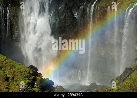 Rainbow over Kegon Falls Stock Photo