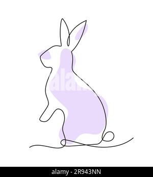 Sitting rabbit in linear style. Vector illustration Stock Vector
