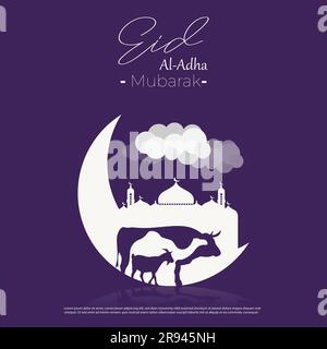 Festive Greetings Eid Al-Adha Mubarak Social Media Banner Template Stock Vector