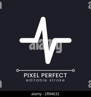 Heartbeat animation effect pixel perfect white linear ui icon for dark theme Stock Vector