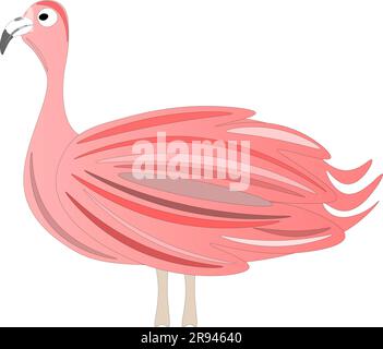Funny flamingo, on a white background, children's drawing. Stock Vector