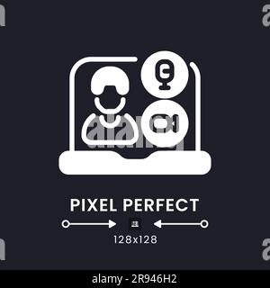 Video conferencing white solid desktop icon Stock Vector