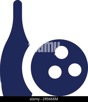 Bowling equipment black glyph ui icon Stock Vector