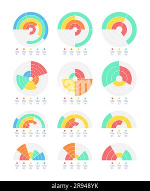 Statistical studying process circle infographic design templates set Stock Vector