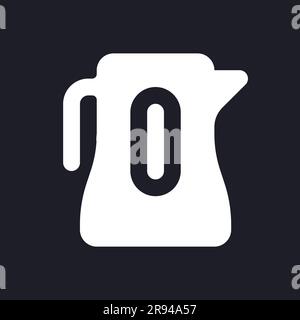 Electric kettle dark mode glyph ui icon Stock Vector