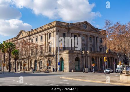 Barcelona, Spain - FEB 10, 2022: The Royal Catalan Academy of Fine Arts of Saint George is a Catalan art school located in Barcelona, Spain. Stock Photo