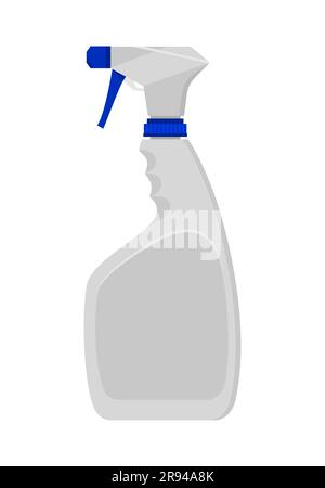 Gray and blue plastic spray bottle on a white background. Vector illustration in flat style Stock Vector
