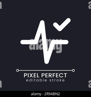 Heartbeat animation effect applying pixel perfect white linear ui icon for dark theme Stock Vector