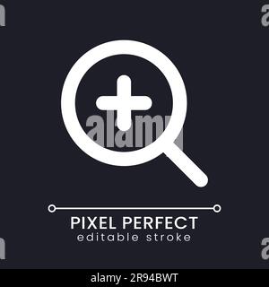 Zoom in transition pixel perfect white linear ui icon for dark theme Stock Vector