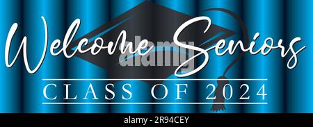 Welcome Graduating Class of 2024 Blue Gradient Stock Vector