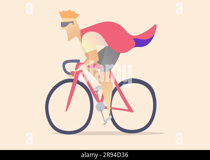 king of mountain cycling. cyclist wear crown and king robe. cycling event poster. abstract style vector illustration Stock Vector
