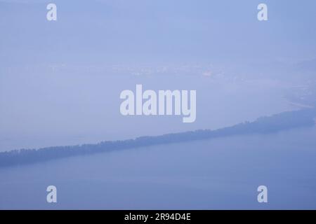 Amanohashidate and Miyazu Bay in the morning Stock Photo