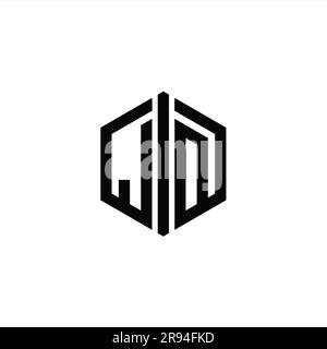 JD Letter Logo monogram hexagon emblem shape with stripes outline style ...