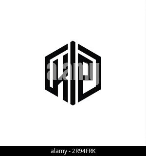KP Letter Logo monogram hexagon shape with triangle geometric outline ...