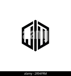 JU Letter Logo monogram hexagon shape with ornament abstract isolated ...