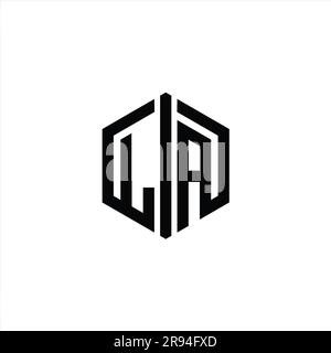 LA Letter Logo monogram hexagon shape with triangle outline sharp slice ...