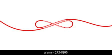 The red line weaves into an infinity sign on a white background Stock Vector