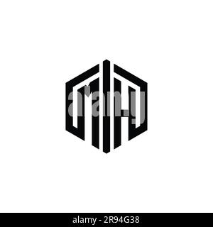 MH Logo monogram letter with hexagon horn shape design template Stock ...
