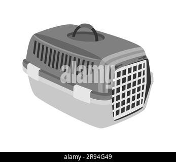 Gray pet carrier isolated on white background. Vector illustration in flat style Stock Vector
