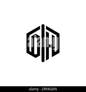 OH Letter Logo monogram hexagon shape with triangle outline sharp slice ...