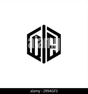 QE Letter Logo monogram hexagon shape with triangle outline sharp slice ...