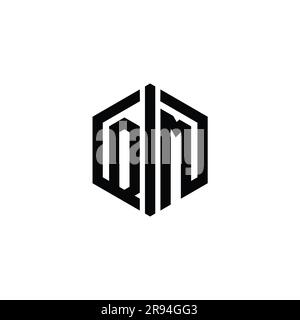 QM Letter Logo monogram hexagon shape with triangle geometric outline ...