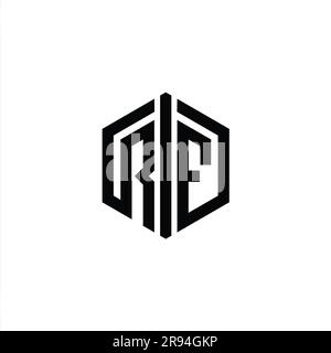 RF Logo monogram letter with hexagon horn shape design template Stock ...