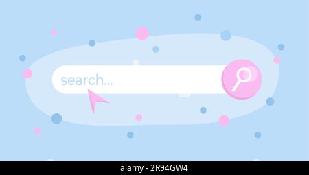 Search bar with mouse cursor on an blue background. Flat vector illustration Stock Vector
