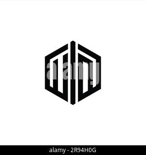 UD Letter Logo monogram hexagon emblem shape with stripes outline style ...