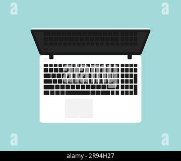 Top view of white and black open notebook on blue background. Flat vector illustration Stock Vector