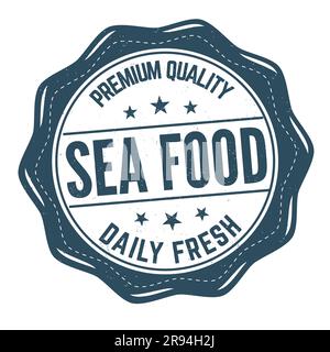 Sea food grunge rubber stamp on white background, vector illustration Stock Vector