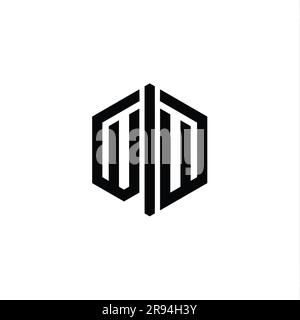VU Letter Logo monogram hexagon shape with triangle geometric outline ...