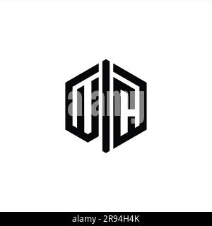VC Letter Logo monogram hexagon emblem shape with stripes outline style ...
