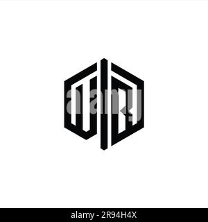 VB Letter Logo monogram hexagon shape with connect outline style design ...