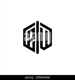 ZV Logo monogram letter with hexagon horn shape design template Stock ...