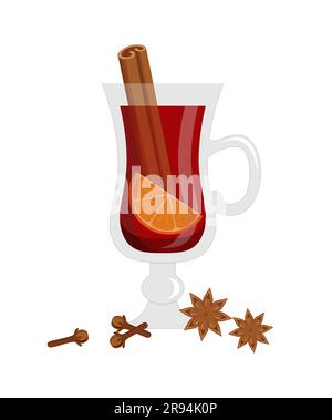 Realistic mulled wine glass orange anise Vector Image