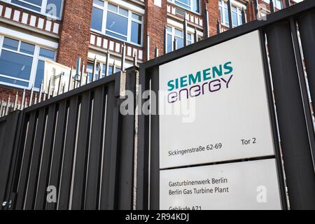 Berlin, Germany. 24th June, 2023. The Siemens Energy building in Berlin, on June 24, 2023. Siemens Energy's stock has dropped by 37.3% due to unexpected quality issues at Siemens Gamesa, which has resulted in the company retracting its annual profit forecast. Investors are worried about the impact of protracted tightening cycles on global economic recovery. Eurozone business growth stalled in June, and German business activity slowed notably this month. (Credit Image: © Michael Kuenne/PRESSCOV via ZUMA Press Wire) EDITORIAL USAGE ONLY! Not for Commercial USAGE! Stock Photo