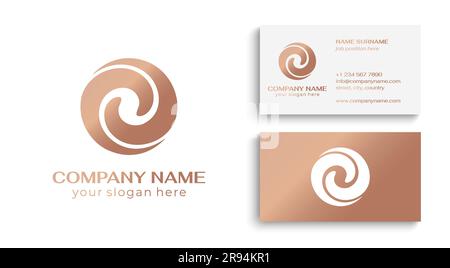 Logo spiral abstract 2 double partnership icon. Curly elegant waves. Template for creating a unique luxury design, logo, corporate products, yoga stud Stock Vector