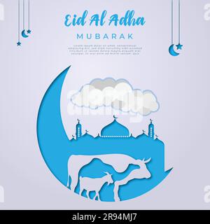 Eid Al-Adha Mubarak Islamic Festival Social Media Banner Template Stock Vector