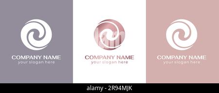 Logo spiral abstract 2 double partnership icon. Curly elegant waves. Template for creating a unique luxury design, logo, corporate products, yoga stud Stock Vector