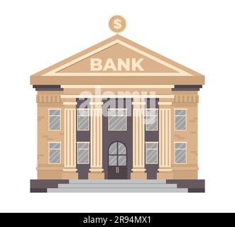 Flat vector illustration of bank building isolated on white background Stock Vector