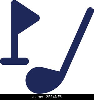 Golf driver and cup tag black glyph ui icon Stock Vector