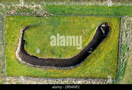 Tealing underground earth house souterrain built by Iron Age farm settlement c2500 years ago. North of Dundee. Considered storage or ritual use Stock Photo
