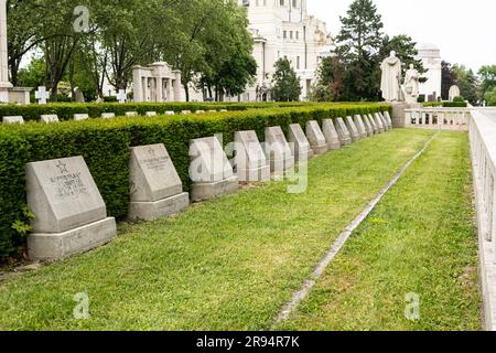 Central cemetery in Vienna, monuments to Soviet soldiers of the Second World War. July 4, 2023, Austria, Vienna Stock Photo