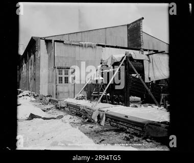 Building Number 41, Looking North. Glass Plate Negatives of the Construction and Repair of Buildings, Facilities, and Vessels at the New York Navy Yard. Stock Photo
