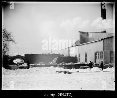 Building Number 41, Looking West. Glass Plate Negatives of the Construction and Repair of Buildings, Facilities, and Vessels at the New York Navy Yard. Stock Photo