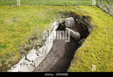 Tealing underground earth house souterrain built by Iron Age farm settlement c2500 years ago. North of Dundee. Storage or ritual use. End chamber Stock Photo