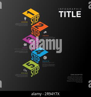 Vector Infographic vertical steps diagram template for workflow ...