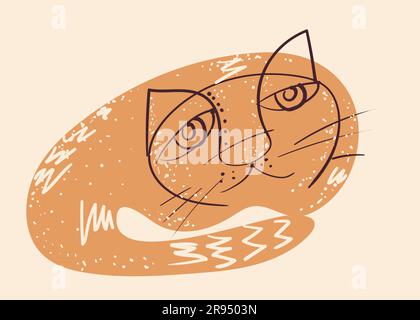 lazy cat. abstract vector illustration drawing Stock Vector