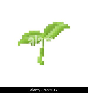 Plant, earth element icon. Pixel 8 bit style Stock Vector